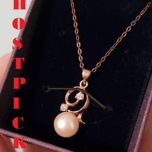 PO White Pearl Cubic Zirconia Edna Necklace